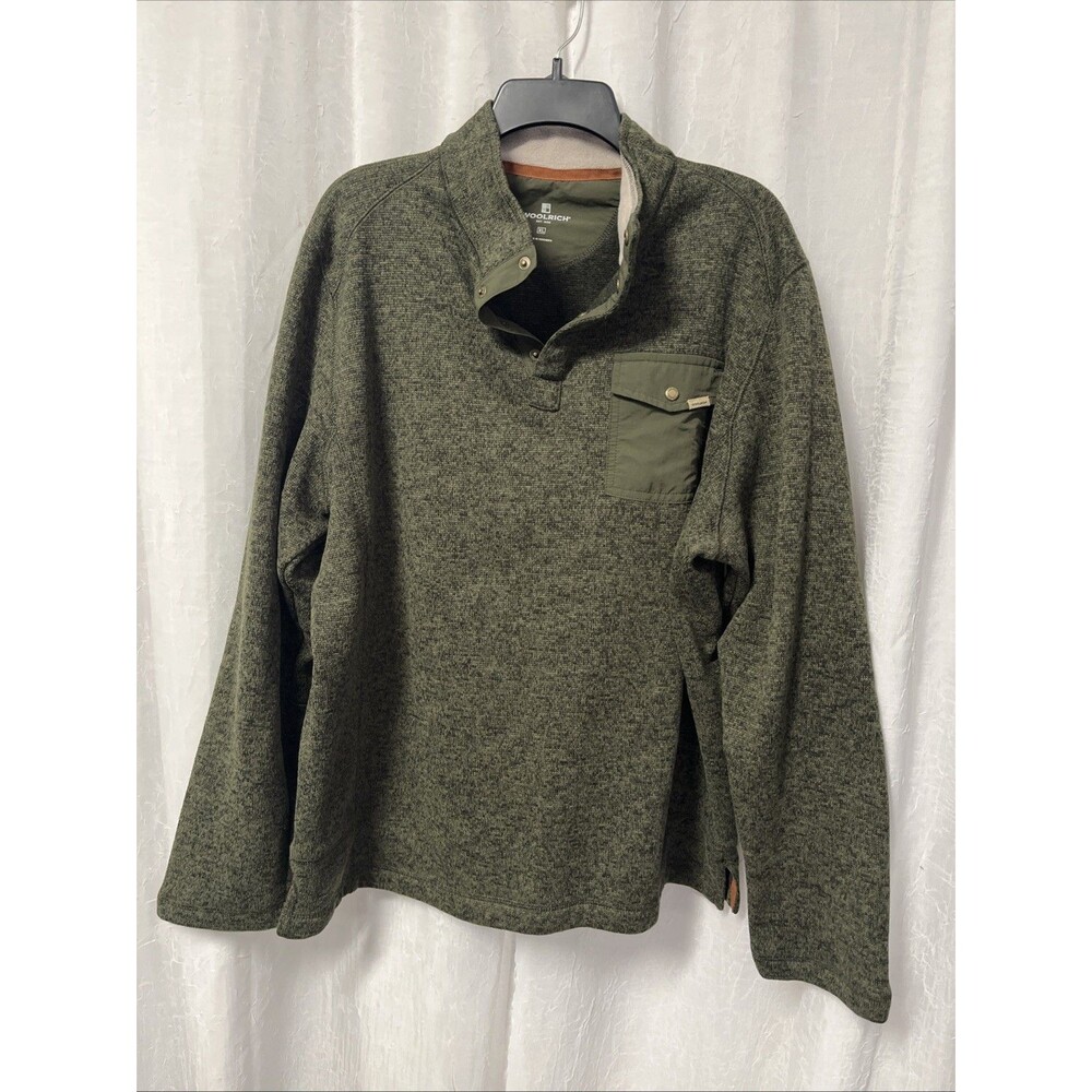 Woolrich Mens Green 1/4 Snap Pullover Sweater Size XL NWOT